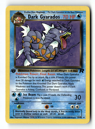 Pokemon Card Dark Gyarados (25) 1st Edition LP Team Rocket 25/82
