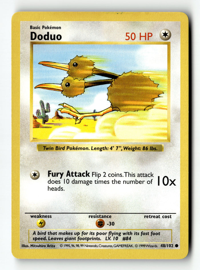 Pokemon Card Doduo Unlimited LP Base Set (Shadowless) 048/102