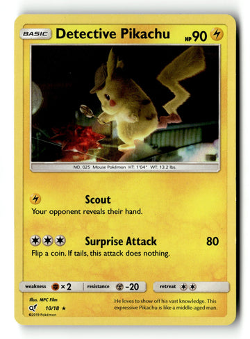 Pokemon Card Detective Pikachu Holo LP Detective Pikachu 10/18
