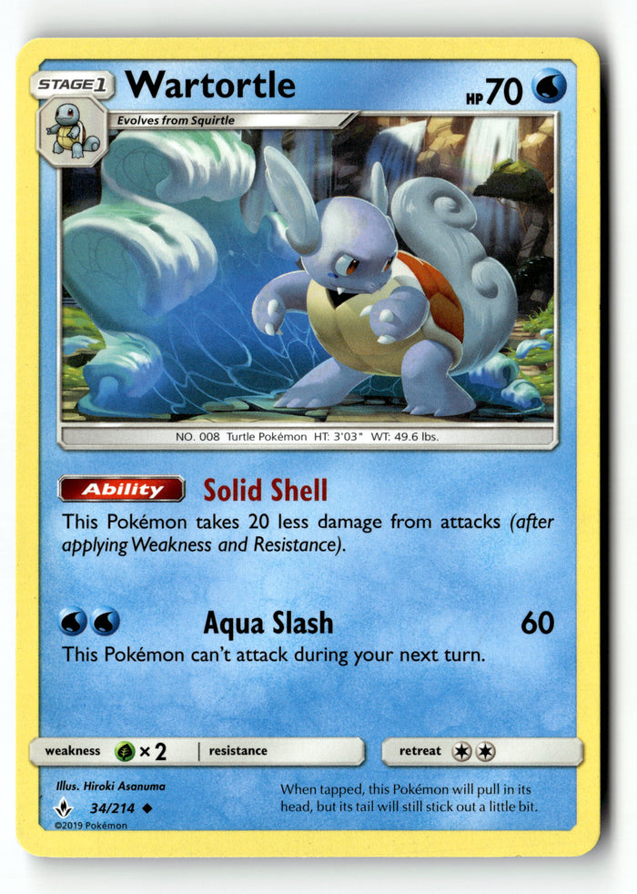 Pokemon Card Wartortle Unbroken Bonds LP 034/214