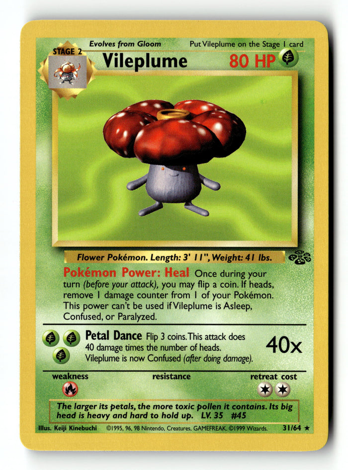 Pokemon Card Vileplume Unlimited LP Jungle 31/64