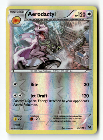 Pokemon Card Aerodactyl Reverse Holo LP XY - Fates Collide Rare 76/124