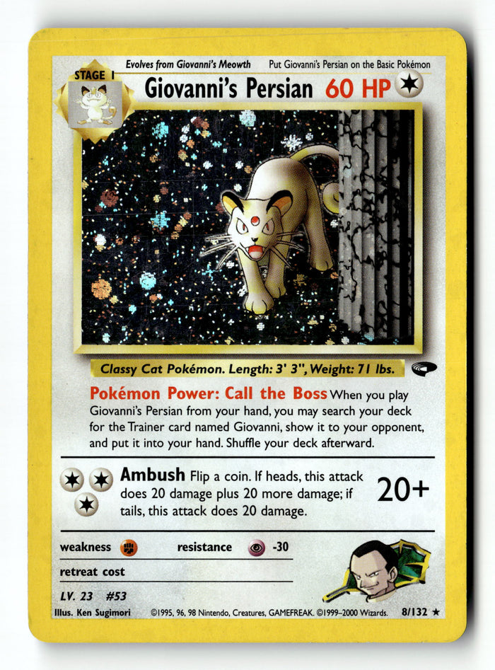 Pokemon Card Giovanni's Persian Holo LP Gym Challenge 8/132