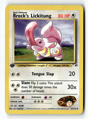 Pokemon Card Brock's Lickitung LP Gym Heroes 1st Edition Uncommon 41/132