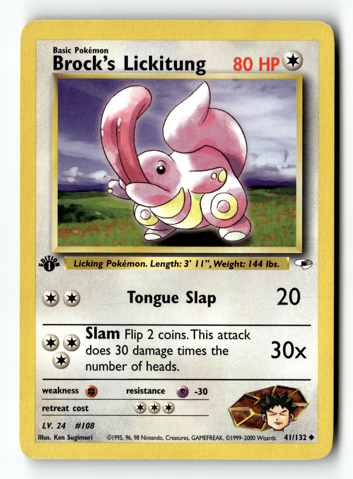 Pokemon Card Brock's Lickitung LP Gym Heroes 1st Edition Uncommon 41/132