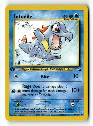 Pokemon Card Totodile 1st Edition LP Neo Genesis 80/111