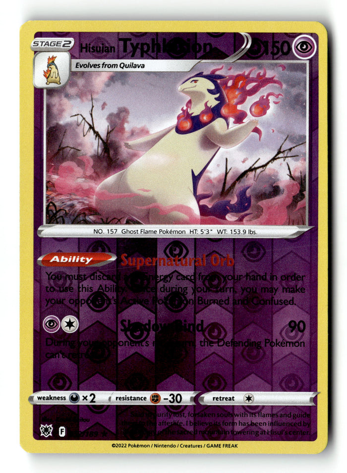 Pokemon Card Hisuian Typhlosion Reverse Holo LP Astral Radiance 062/189