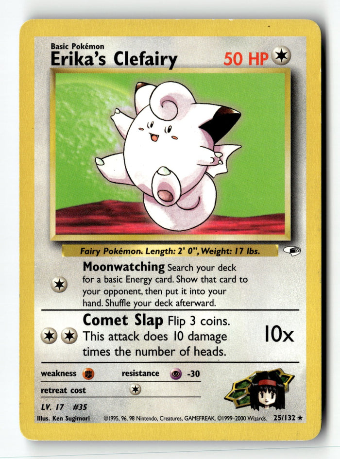 Pokemon Card Erika's Clefairy Unlimited LP Gym Heroes 025/132