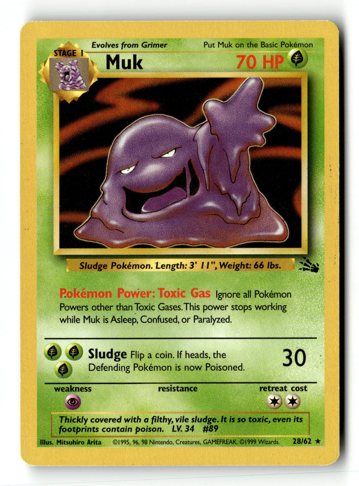 Pokemon Card Muk (28) Unlimited LP Fossil 28/62
