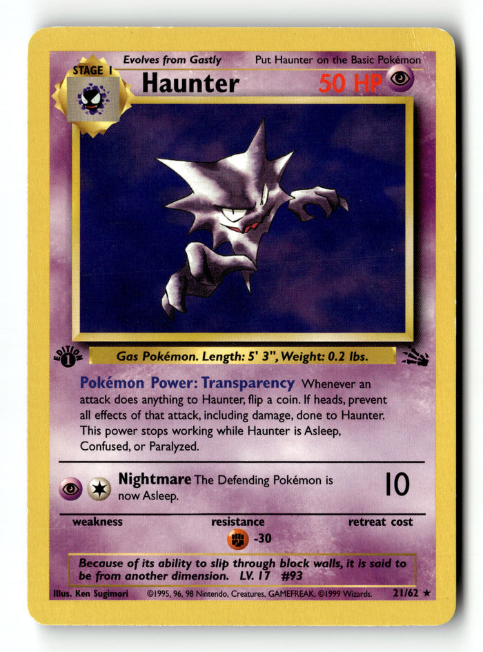 Pokemon Card Haunter (21) 1st Edition LP Fossil 21/62