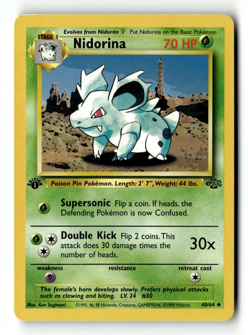 Pokemon Card Nidorina 1st Edition LP Jungle 40/64