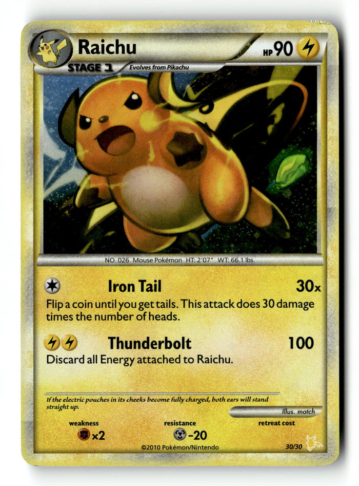 Pokemon Card Raichu Holo LP HGSS Trainer Kit: Gyarados & Raichu 30/30