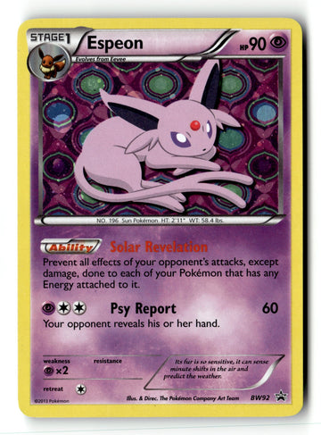 Pokemon Card Espeon - Holo LP Black and White Promos BW92