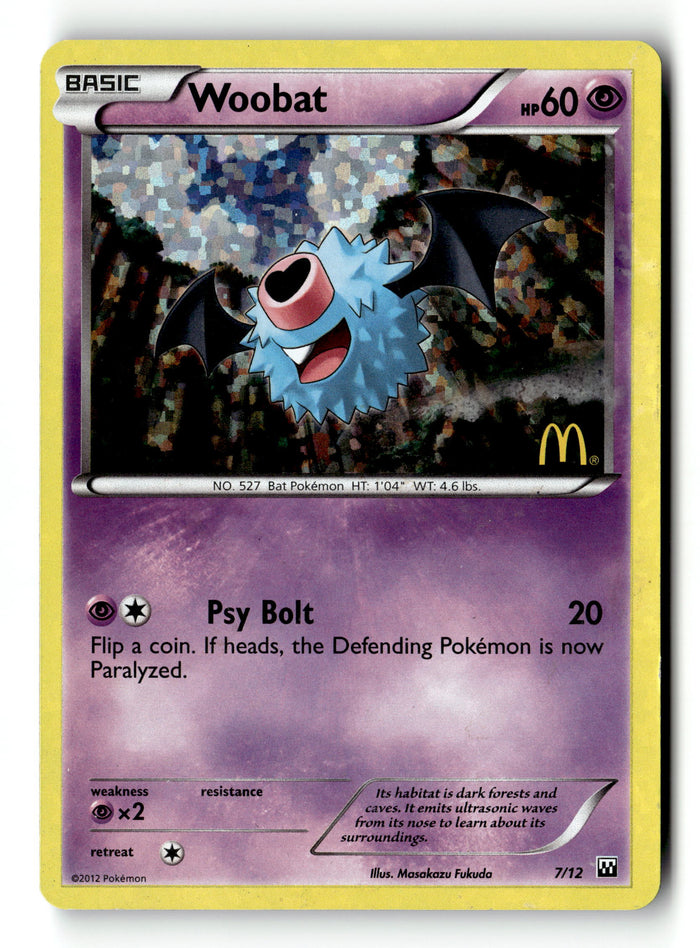 Pokemon Card Woobat - 7/12 Holo LP McDonald's Promos 2012 007/012