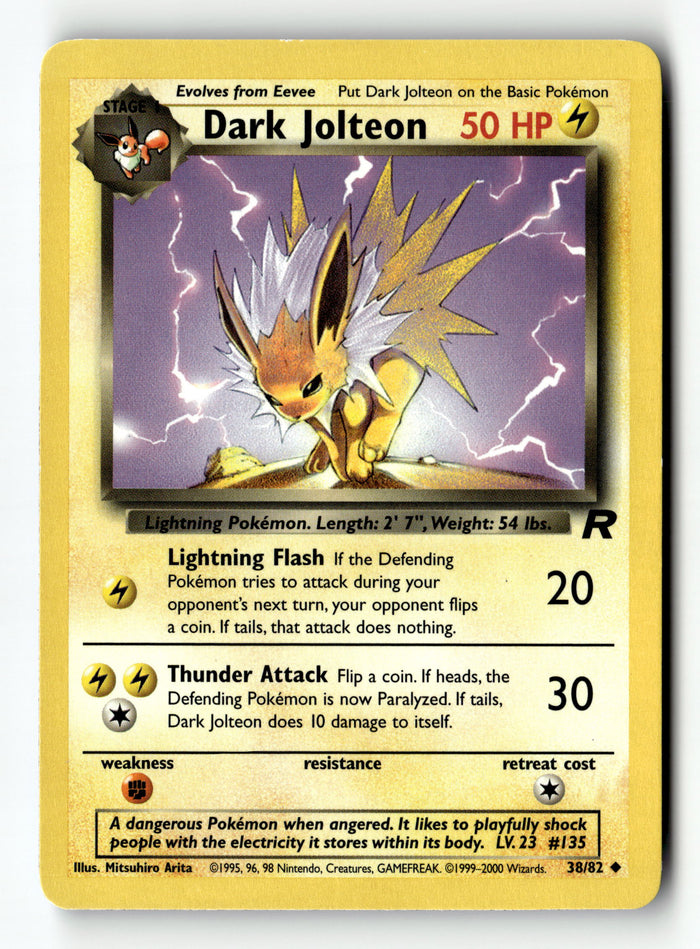 Pokemon Card Dark Jolteon Unlimited LP Team Rocket 38/82