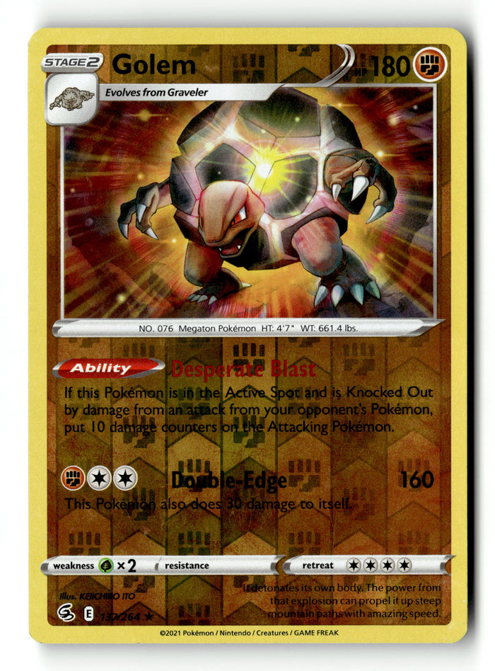 Pokemon Card Golem Reverse Holo LP Fusion Strike 137/264