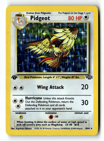 Pokemon Card Pidgeot (8) 1st Edition Holo LP Jungle 08/64
