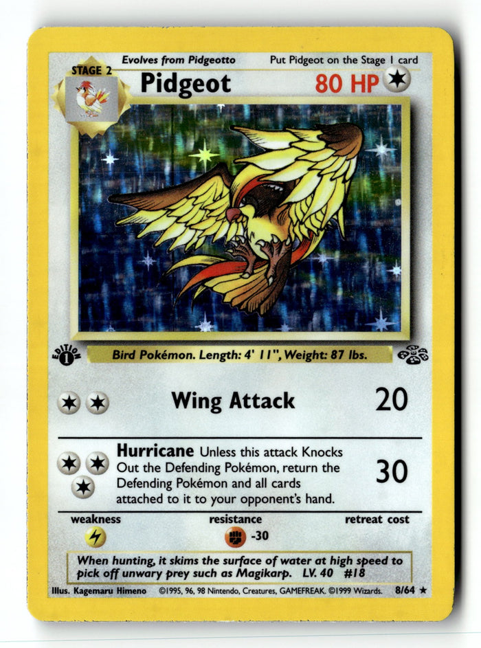 Pokemon Card Pidgeot (8) 1st Edition Holo LP Jungle 08/64