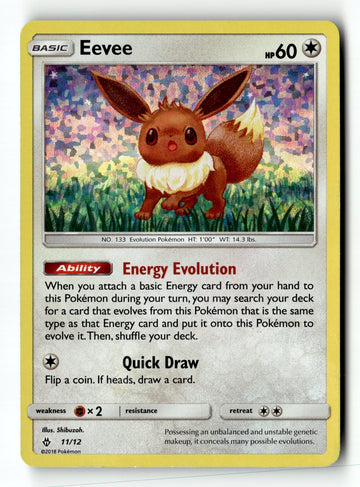 Pokemon Card Eevee - 11/12 Holo LP McDonald's Promos 2018 011/012