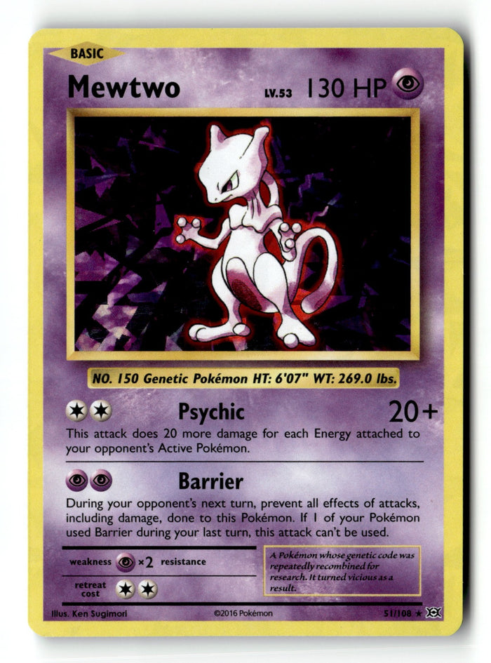 Pokemon Card Mewtwo - 51/108 (Cracked Ice Holo) LP Deck Exclusives 051/108