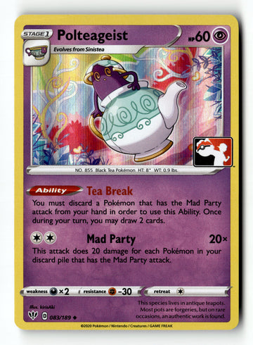 Pokemon Card Polteageist LP Darkness Ablaze Prize Pack Reverse Holo 083/189