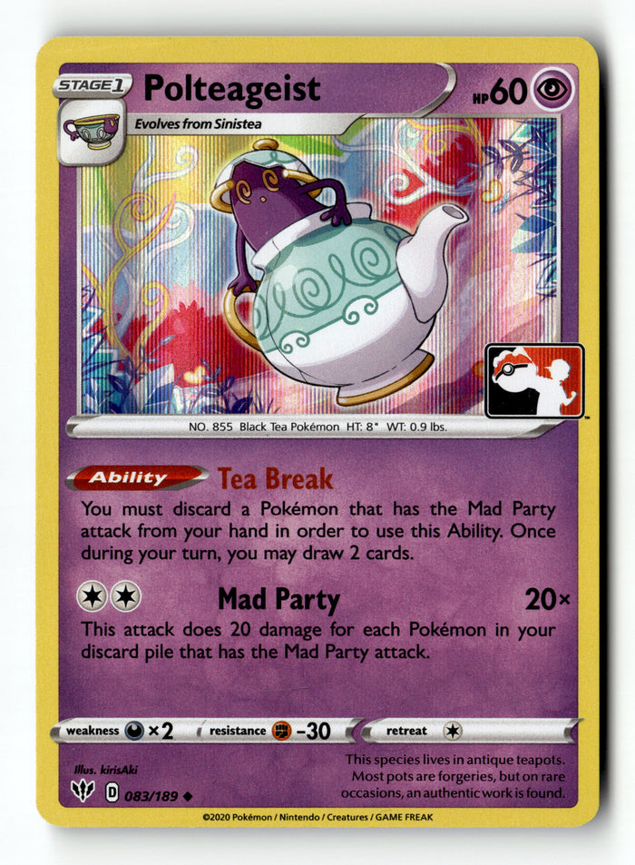 Pokemon Card Polteageist LP Darkness Ablaze Prize Pack Reverse Holo 083/189