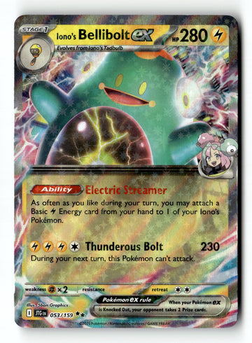 Pokemon Card Iono's Bellibolt ex - Holo LP SV09: Journey Together 053/159