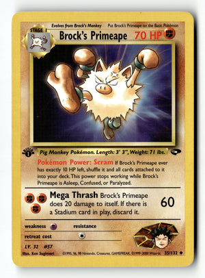 Pokemon Card Brock's Primeape LP Gym Challenge Uncommon 35/132