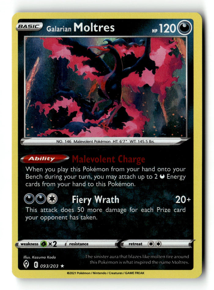 Pokemon Card Galarian Moltres LP SWSH07: Evolving Skies 093/203