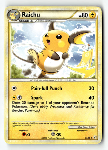 Pokemon Card Raichu LP Undaunted Uncommon 33/90
