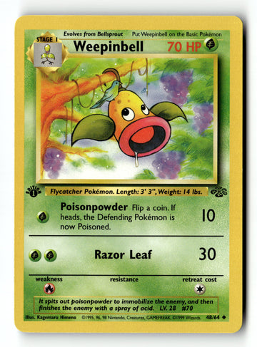 Pokemon Card Weepinbell 1st Edition LP Jungle 48/64