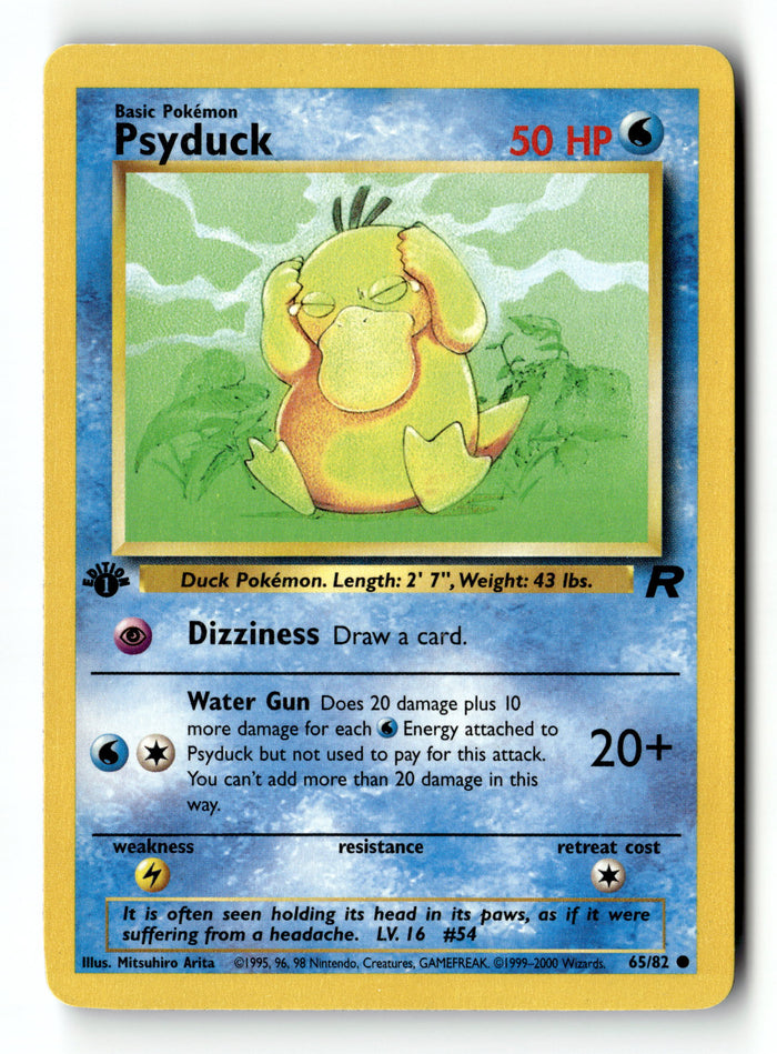 Pokemon Card Psyduck 1st Edition LP Team Rocket 65/82