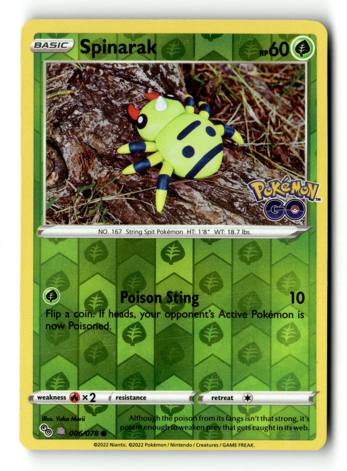 Pokemon Card Spinarak Reverse Holo Peelable LP Pokemon GO 006/078