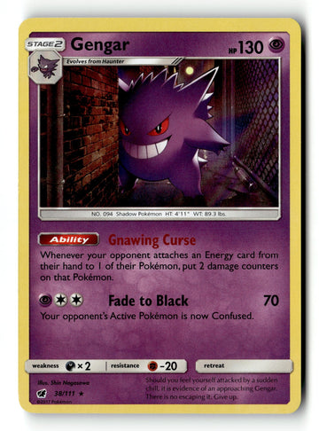 Pokemon Card Gengar LP SM - Crimson Invasion 38/111