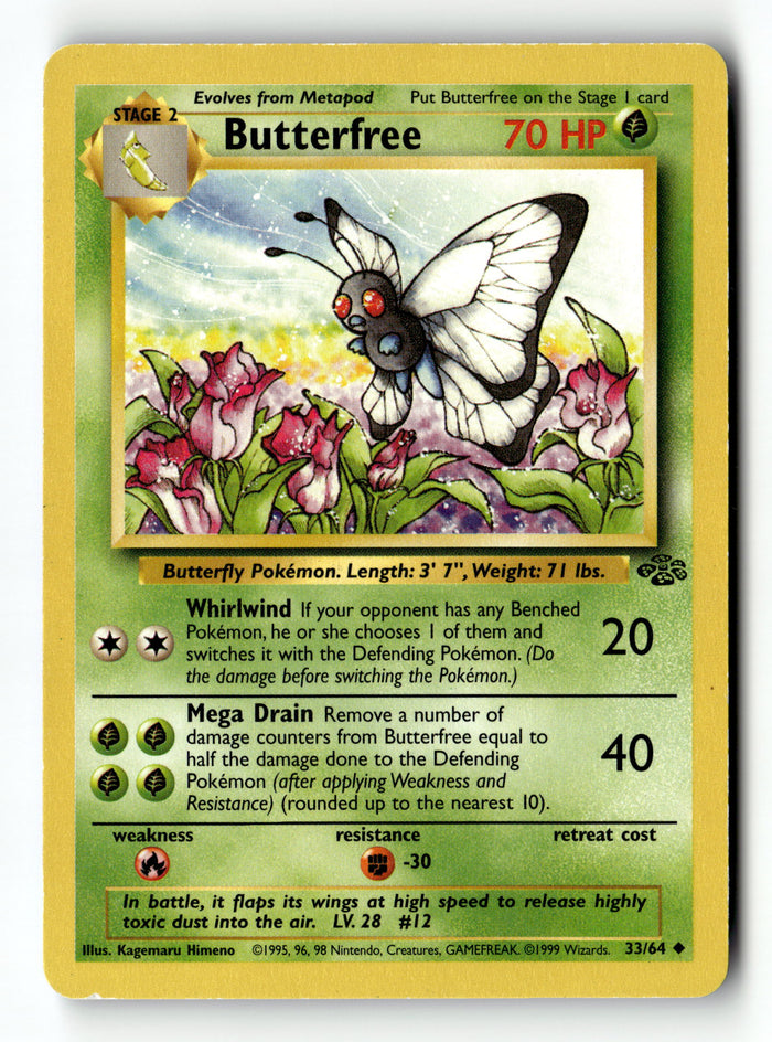 Pokemon Card Butterfree LP Jungle 33/64