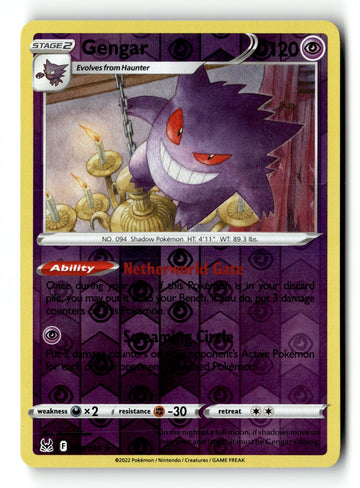 Pokemon Card Gengar Reverse Holo LP SWSH11: Lost Origin 066/196