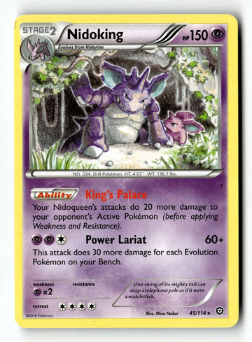 Pokemon Card Nidoking Reverse Holo LP XY - Steam Siege 45/114