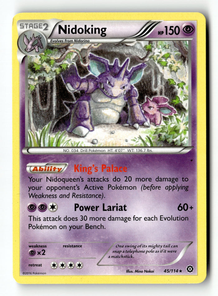 Pokemon Card Nidoking Reverse Holo LP XY - Steam Siege 45/114