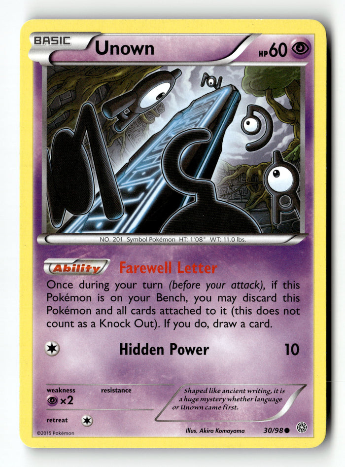 Pokemon Card Unown LP XY - Ancient Origins 30/98