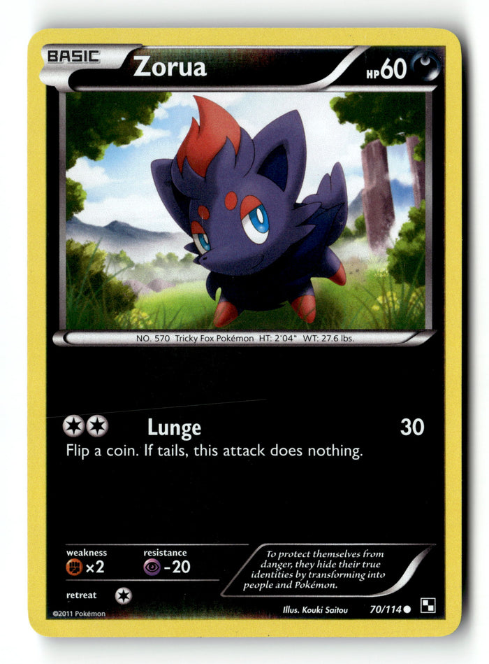 Pokemon Card Zorua Reverse Holo LP Black & White 70/114