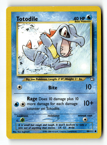 Pokemon Card Totodile LP Neo Genesis 80/111