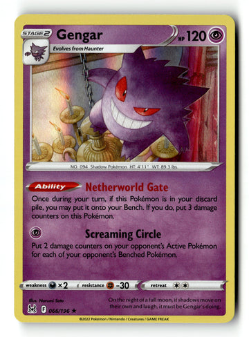 Pokemon Card Gengar - Holo LP 066/196