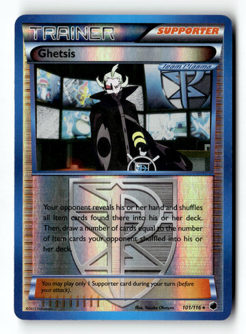 Pokemon Card Ghetsis (Team Plasma) Reverse Holo LP Plasma Freeze 101/116