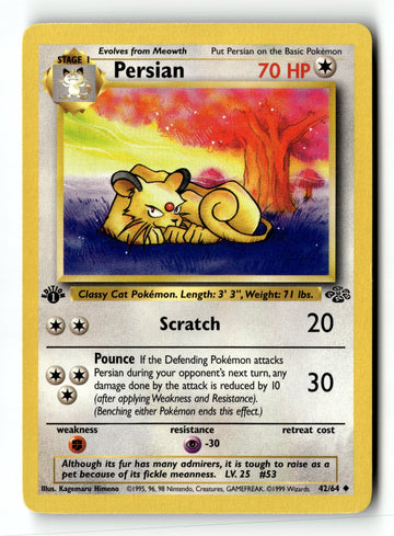 Pokemon Card Persian 1st Edition LP Jungle 42/64