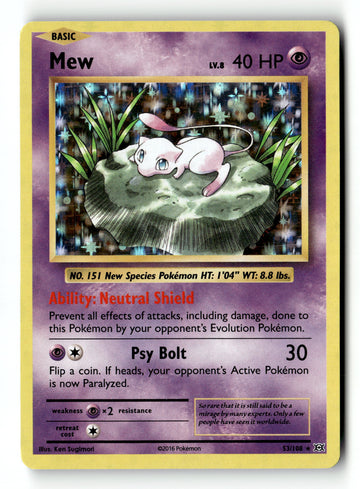Pokemon Card Mew Holo LP XY - Evolutions 53/108