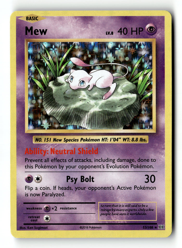 Pokemon Card Mew Holo LP XY - Evolutions 53/108