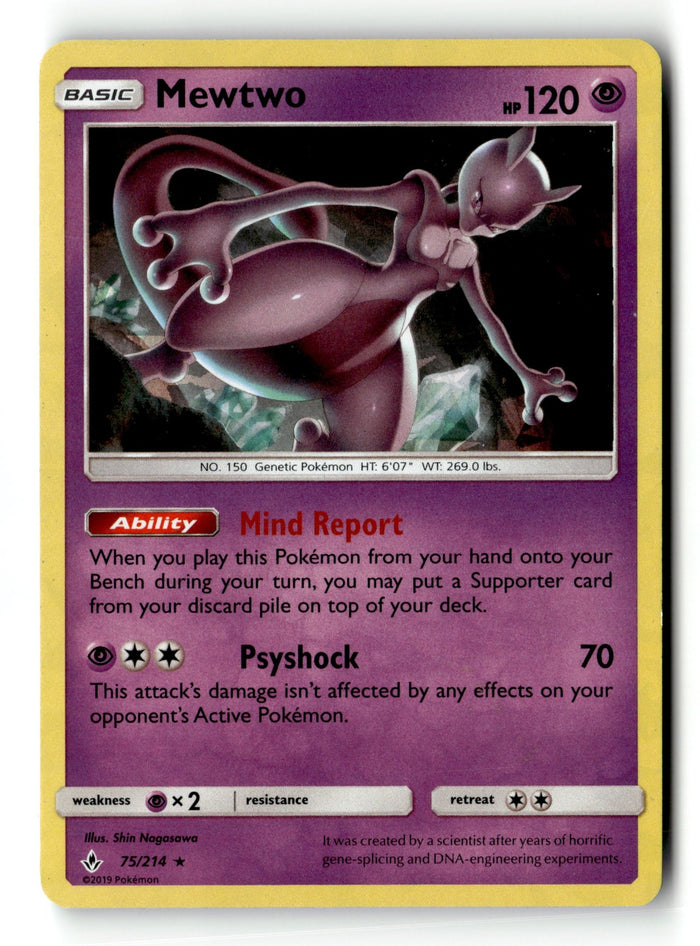 Pokemon Card Mewtwo LP SM - Unbroken Bonds 75/214