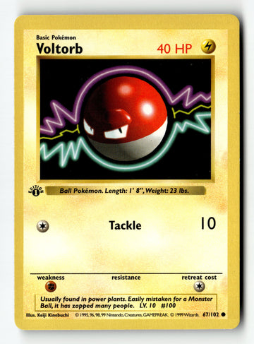 Pokemon Card Voltorb 1st Edition LP Base Set Shadowless 067/102