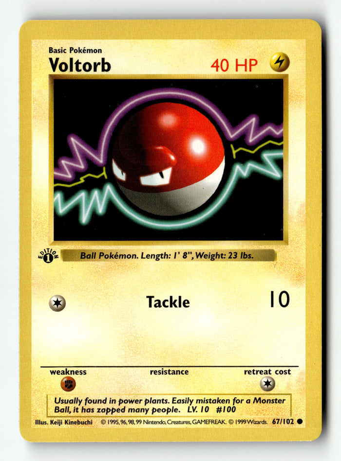 Pokemon Card Voltorb 1st Edition LP Base Set Shadowless 067/102