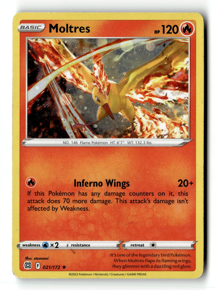 Pokemon Card Moltres Cosmos Holo Brilliant Stars LP 021/172